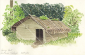 Sketch of a Camp Hut,Butmas village,Vanuatu,Sketch by Roger Swainston
